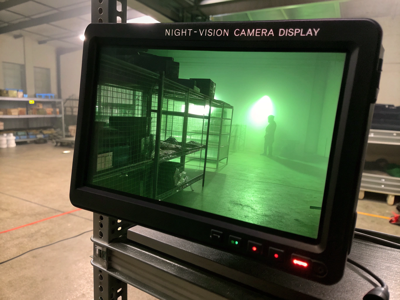 Commercial security camera hardware types - Night vision surveillance sensor in low-light perimeter